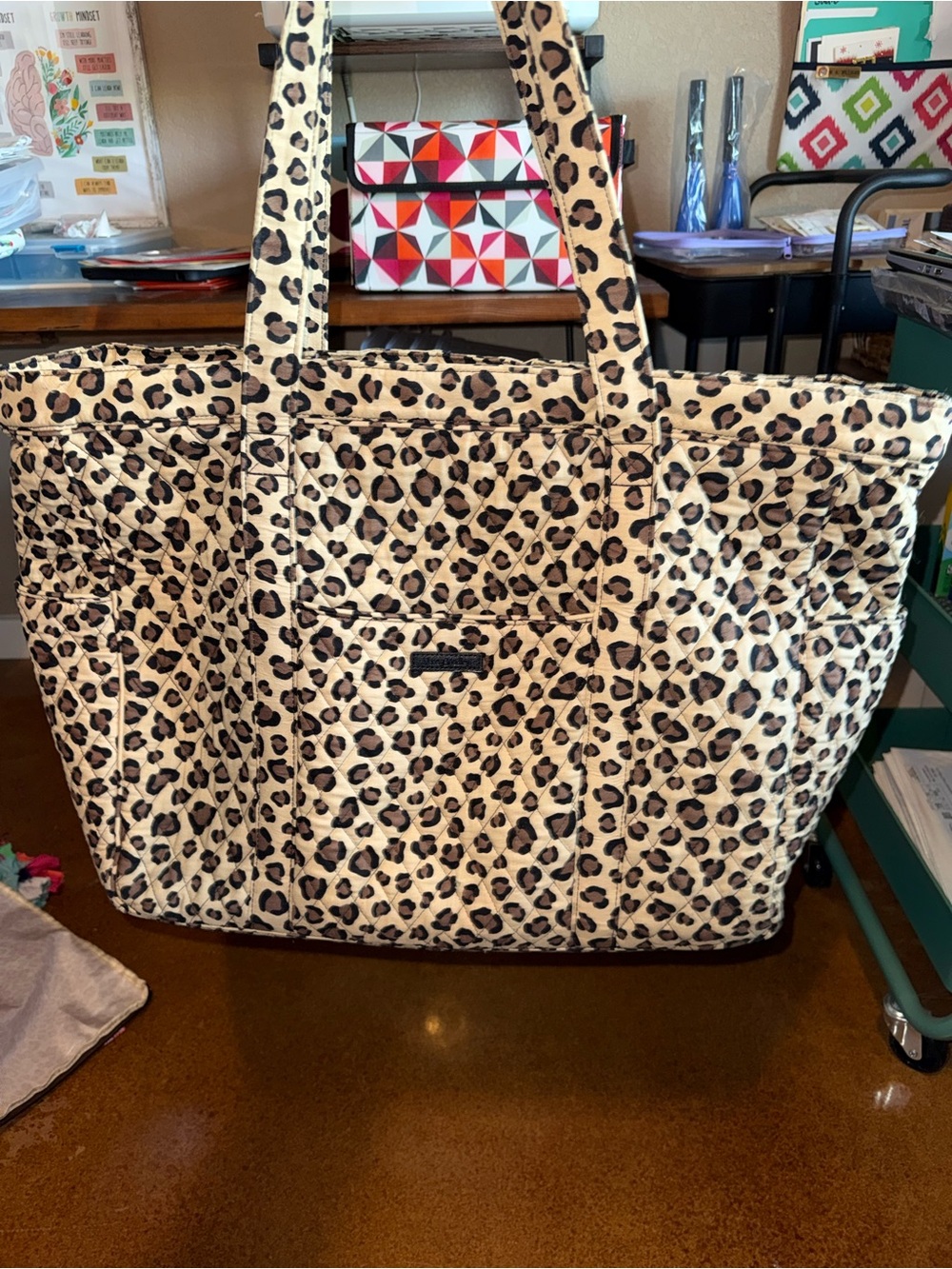 Vera Bradley Large Quilted Leopard Print Tote Bag